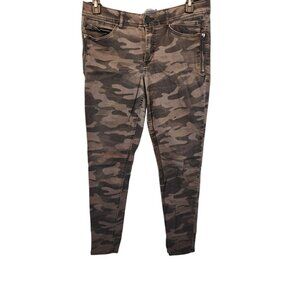 Democracy Ab Solution Jeans Women's 10 Grey Side Zip Skinny Camo‎ Print Mid Rise